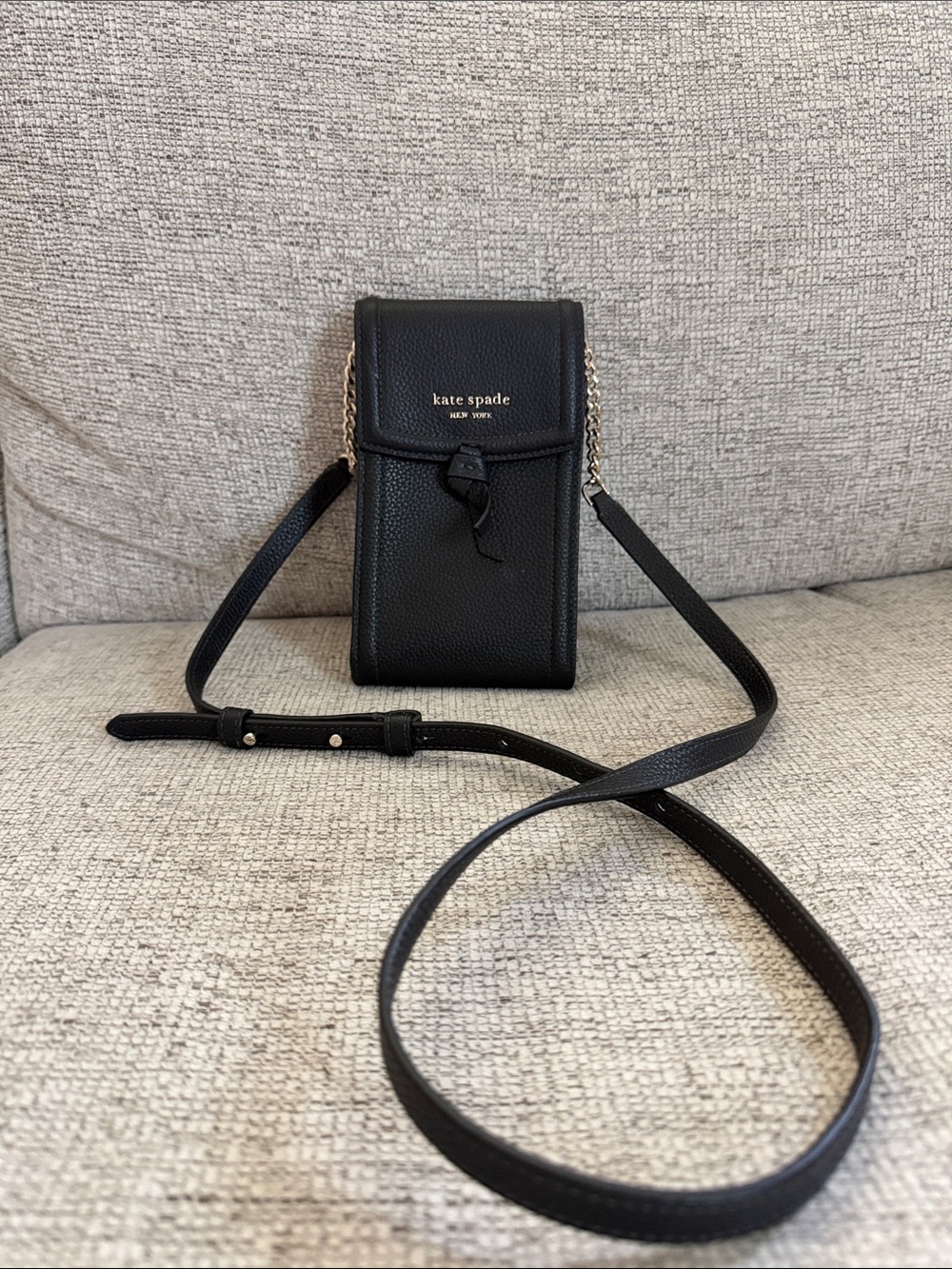 kate spade Black Pebbled Leather Crossbody Phone Pouch